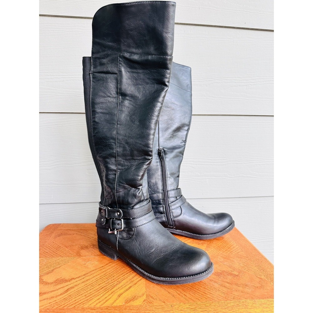 Women's 8 Black Tall Knee High‎ Bucket Boots